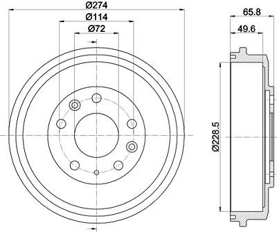 Hella 1x Bremstrommel [Hersteller-Nr. 8DT355303-271] für Mazda von HELLA