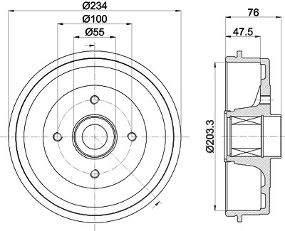 Hella 1x Bremstrommel [Hersteller-Nr. 8DT355303-321] für Dacia, Lada, Renault von HELLA