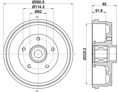 Hella 1x Bremstrommel [Hersteller-Nr. 8DT355303-401] für Dacia von HELLA