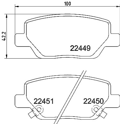 Hella Bremsbeläge hinten (Satz) [Hersteller-Nr. 8DB355025-861] für Fiat von HELLA