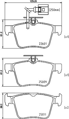 Hella Bremsbelagsatz, Scheibenbremse [Hersteller-Nr. 8DB355025-661] für Audi von HELLA