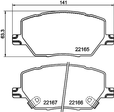 Hella Bremsbelagsatz, Scheibenbremse [Hersteller-Nr. 8DB355025-901] für Alfa Romeo, Fiat, Jeep von HELLA