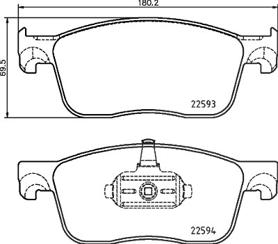 Hella Bremsbelagsatz, Scheibenbremse [Hersteller-Nr. 8DB355031-541] für Citroën, Opel, Peugeot, Toyota von HELLA