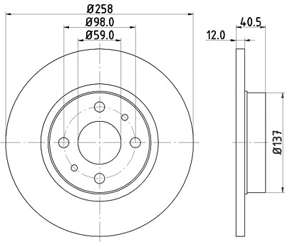 Hella Bremsscheibe [Hersteller-Nr. 8DD355101-621] für Alfa Romeo, Fiat, Lancia von HELLA