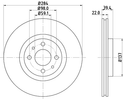 Hella Bremsscheibe [Hersteller-Nr. 8DD355102-531] für Alfa Romeo, Fiat, Lancia von HELLA