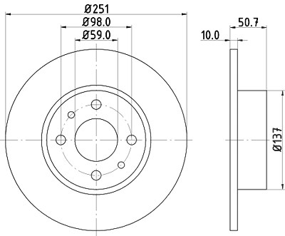 Hella Bremsscheibe [Hersteller-Nr. 8DD355101-101] für Alfa Romeo, Fiat, Lancia von HELLA