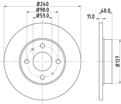 Hella Bremsscheibe [Hersteller-Nr. 8DD355103-151] für Fiat, Abarth, Ford, Lancia, Alfa Romeo von HELLA