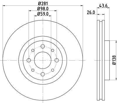 Hella Bremsscheibe [Hersteller-Nr. 8DD355107-831] für Alfa Romeo, Fiat, Lancia von HELLA