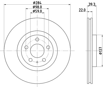 Hella Bremsscheibe [Hersteller-Nr. 8DD355105-491] für Alfa Romeo von HELLA