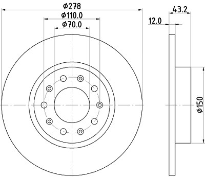 Hella Bremsscheibe [Hersteller-Nr. 8DD355116-671] für Alfa Romeo, Fiat, Jeep von HELLA