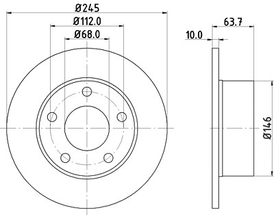 Hella Bremsscheibe [Hersteller-Nr. 8DD355102-801] für Audi, Skoda, VW von HELLA