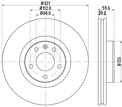 Hella 1x Bremsscheibe [Hersteller-Nr. 8DD355111-141] für Audi von HELLA