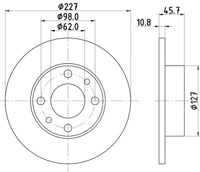 Hella Bremsscheibe [Hersteller-Nr. 8DD355100-361] für Pininfarina, Autobianchi, Lancia, Seat, Mercedes-Benz, Saab, Fiat von HELLA