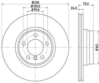 Hella 1x Bremsscheibe Vorderachse Belüftet [Hersteller-Nr. 8DD355119-561] für BMW von HELLA