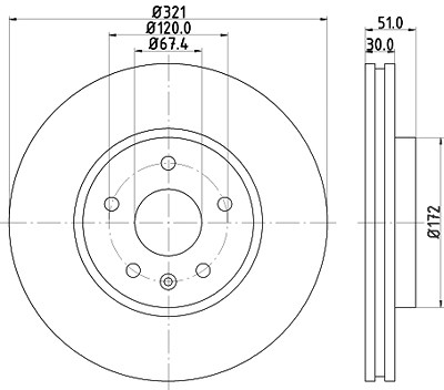 Hella 1x Bremsscheibe [Hersteller-Nr. 8DD355116-041] für Chevrolet, Opel, Saab von HELLA