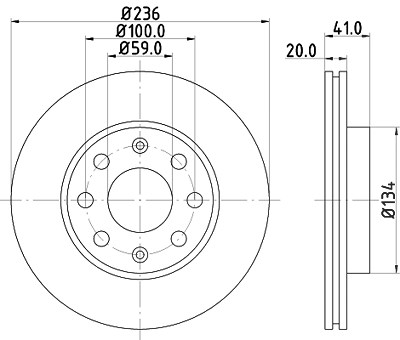 Hella Bremsscheibe Vorderachse Belüftet [Hersteller-Nr. 8DD355111-341] für Chevrolet, Daewoo von HELLA