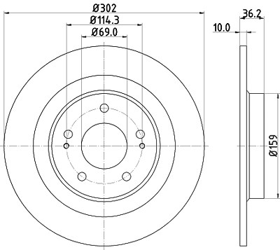 Hella Bremsscheibe Hinterachse Voll [Hersteller-Nr. 8DD355120-431] für Citroën, Mitsubishi, Peugeot von HELLA