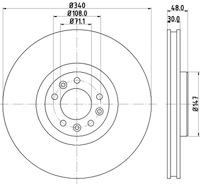 Hella 1x Bremsscheibe [Hersteller-Nr. 8DD355119-651] für Citroën, Peugeot von HELLA