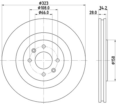 Hella Bremsscheibe [Hersteller-Nr. 8DD355120-401] für Citroën, Ds, Peugeot von HELLA