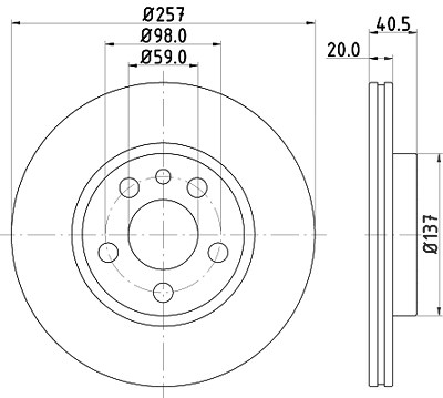 Hella Bremsscheibe [Hersteller-Nr. 8DD355105-621] für Citroën, Fiat, Peugeot von HELLA