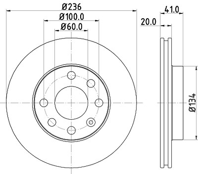 Hella Bremsscheibe [Hersteller-Nr. 8DD355100-821] für Chevrolet, Daewoo, Opel, Vauxhall, Zaz von HELLA