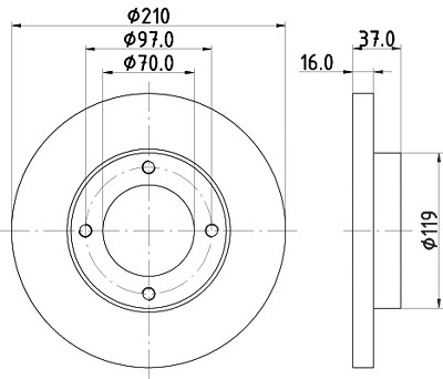 Hella Bremsscheibe [Hersteller-Nr. 8DD355108-491] für Daihatsu, Piaggio von HELLA