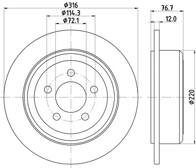 Hella Bremsscheibe [Hersteller-Nr. 8DD355122-221] für Dodge, Jeep von HELLA