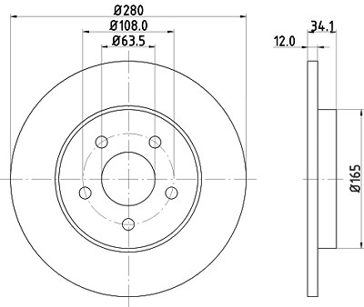 Hella Bremsscheibe [Hersteller-Nr. 8DD355108-061] für Ford, Jaguar von HELLA