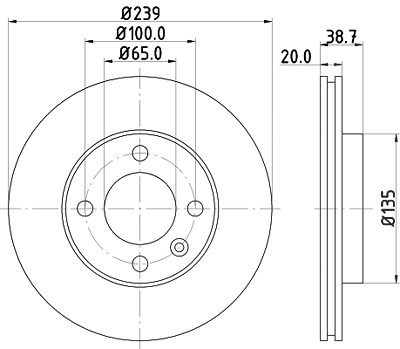 Hella Bremsscheibe [Hersteller-Nr. 8DD355100-191] für Audi, Seat, VW von HELLA