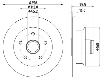 Hella 1x Bremsscheibe [Hersteller-Nr. 8DD355102-361] für VW von HELLA