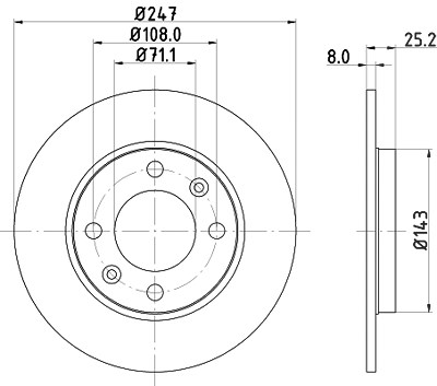 Hella Bremsscheibe [Hersteller-Nr. 8DD355102-511] für Citroën, Peugeot von HELLA