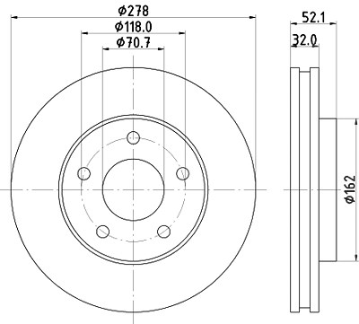 Hella Bremsscheibe [Hersteller-Nr. 8DD355106-011] für Buick, Chevrolet, Oldsmobile, Opel, Pontiac, Vauxhall von HELLA