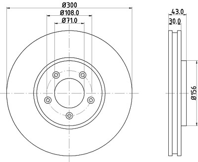 Hella 1x Bremsscheibe [Hersteller-Nr. 8DD355106-821] für Ford Usa, Jaguar, Lincoln von HELLA