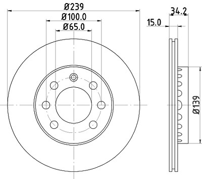 Hella Bremsscheibe [Hersteller-Nr. 8DD355107-581] für Audi, VW von HELLA