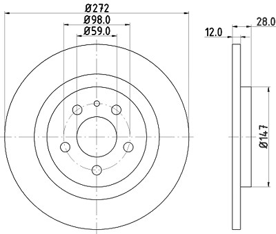 Hella Bremsscheibe [Hersteller-Nr. 8DD355109-151] für Citroën, Fiat, Lancia, Peugeot von HELLA