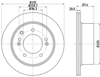 Hella Bremsscheibe [Hersteller-Nr. 8DD355112-821] für Kia von HELLA