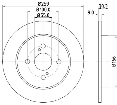 Hella Bremsscheibe [Hersteller-Nr. 8DD355113-601] für Aston Martin, Daihatsu, Toyota von HELLA