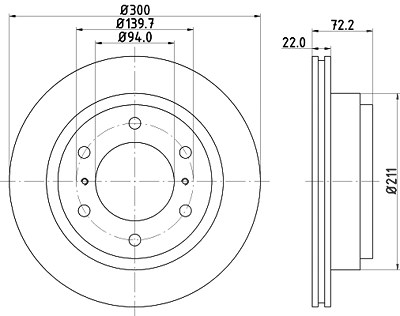 Hella Bremsscheibe [Hersteller-Nr. 8DD355118-651] für Mitsubishi von HELLA