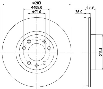 Hella Bremsscheibe [Hersteller-Nr. 8DD355120-481] für Opel, Peugeot von HELLA