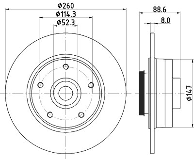 Hella Bremsscheibe [Hersteller-Nr. 8DD355126-481] für Renault von HELLA