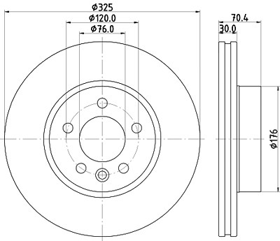 Hella 1x Bremsscheibe [Hersteller-Nr. 8DD355132-211] für Man, VW von HELLA