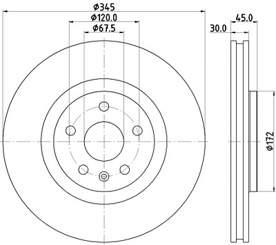 Hella 1x Bremsscheibe [Hersteller-Nr. 8DD355132-621] für Opel von HELLA