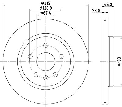 Hella Bremsscheibe [Hersteller-Nr. 8DD355132-751] für Opel von HELLA