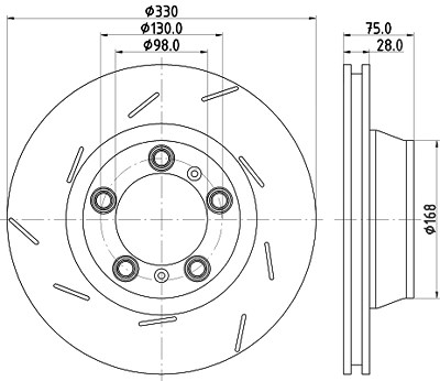 Hella 1x Bremsscheibe [Hersteller-Nr. 8DD355133-671] für Porsche von HELLA