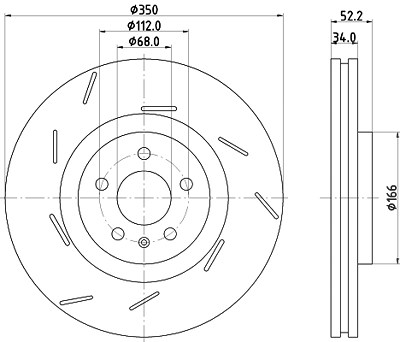 Hella 1x Bremsscheibe [Hersteller-Nr. 8DD355134-361] für Porsche von HELLA