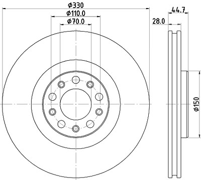 Hella 1x Bremsscheibe [Hersteller-Nr. 8DD355134-801] für Alfa Romeo von HELLA