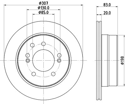 Hella 1x Bremsscheibe [Hersteller-Nr. 8DD355134-921] für Ssangyong von HELLA