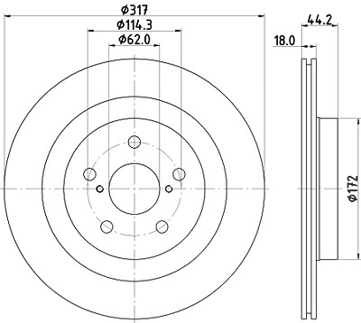 Hella 1x Bremsscheibe [Hersteller-Nr. 8DD355134-961] für Lexus, Toyota von HELLA