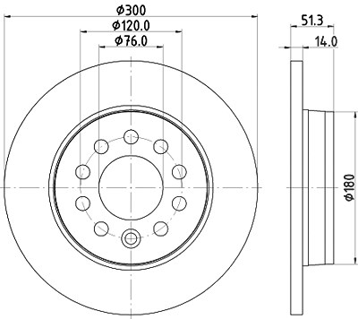 Hella 1x Bremsscheibe [Hersteller-Nr. 8DD355135-021] für VW von HELLA