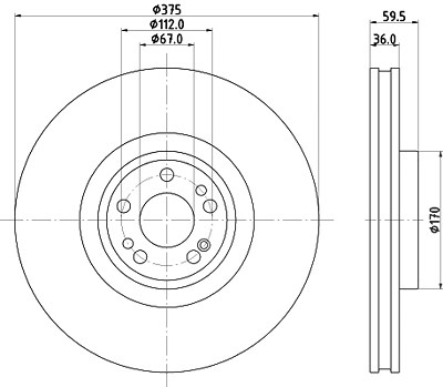 Hella 1x Bremsscheibe [Hersteller-Nr. 8DD355135-201] für Mercedes-Benz von HELLA